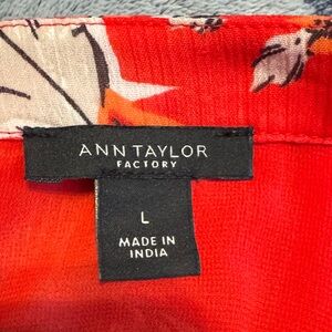 Ann Taylor Factory Red White and Black floral blouse